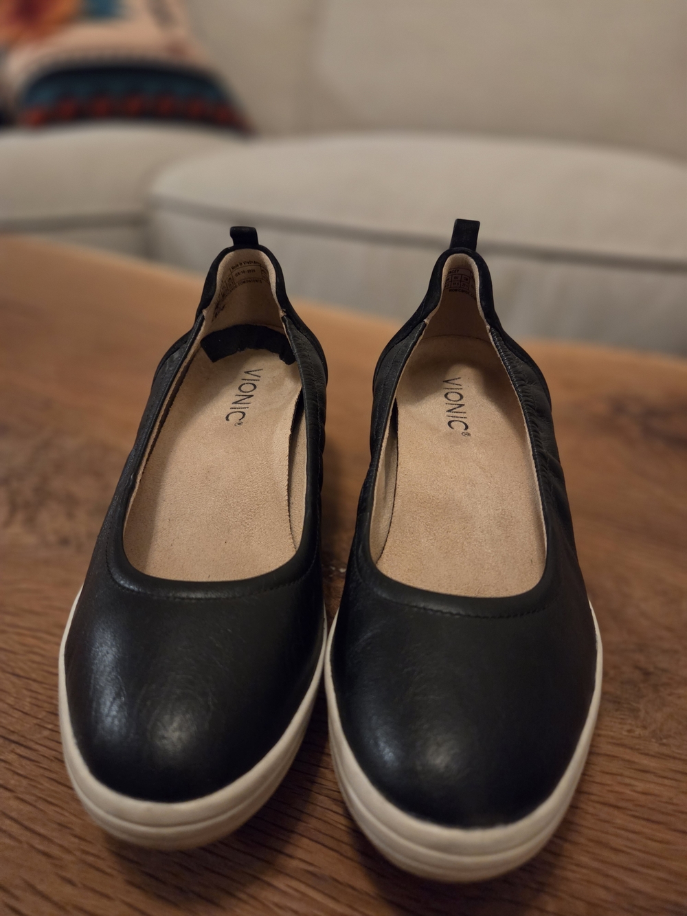 Vionic Black Slip-On Platform Flats